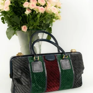 Sac en velours et cuir