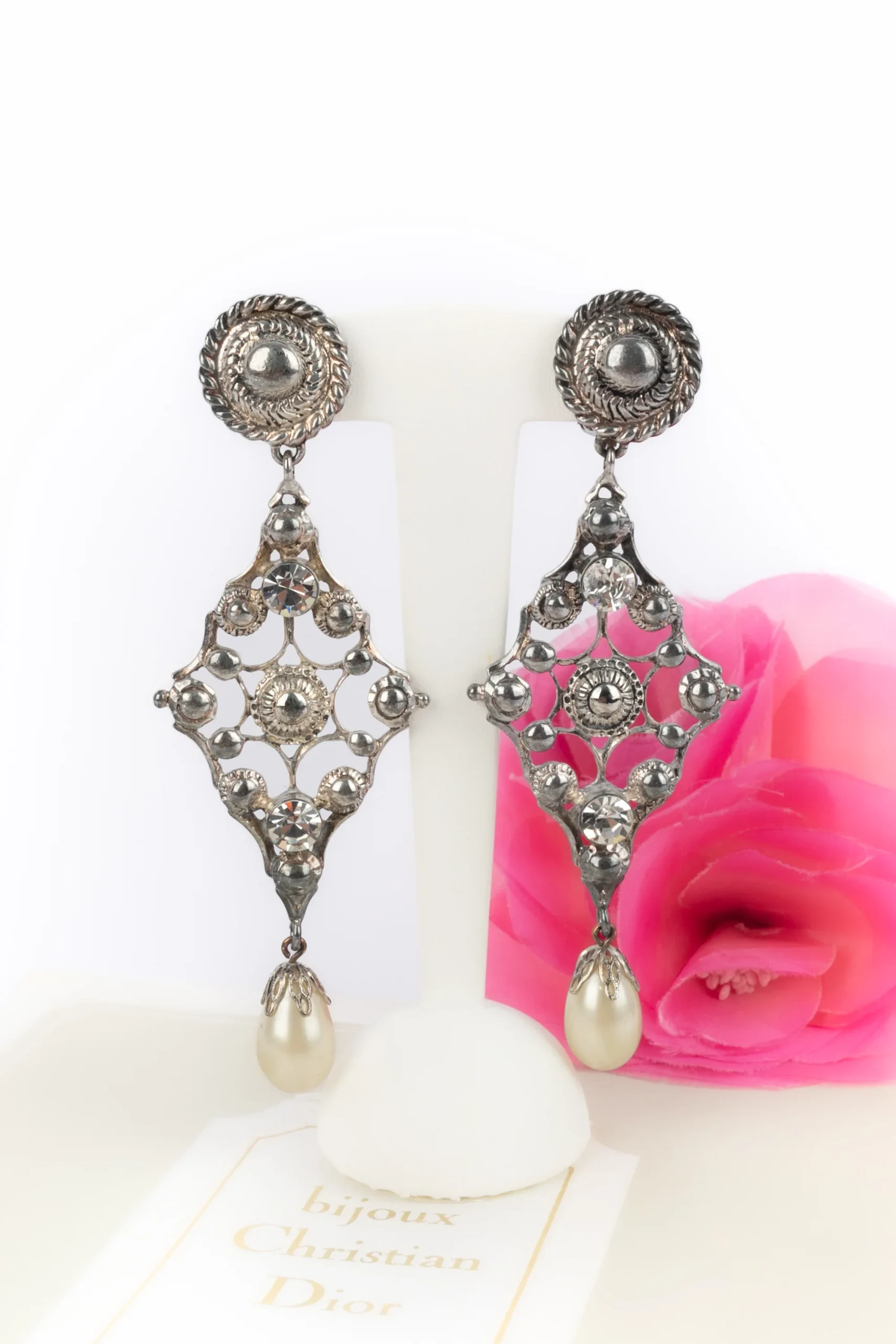 Boucles d'oreilles argentées Dior 1994 – Image 2