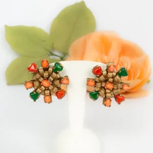 Boucles d'oreilles à cabochons colorés