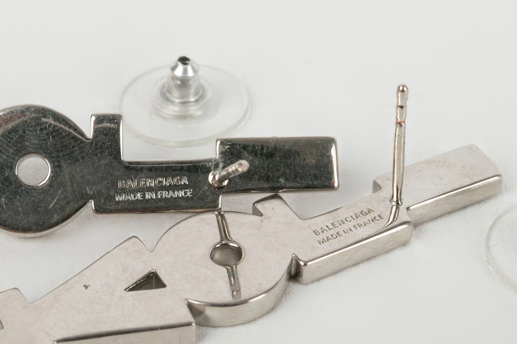 Boucles d'oreilles argentées Balenciaga – Image 8