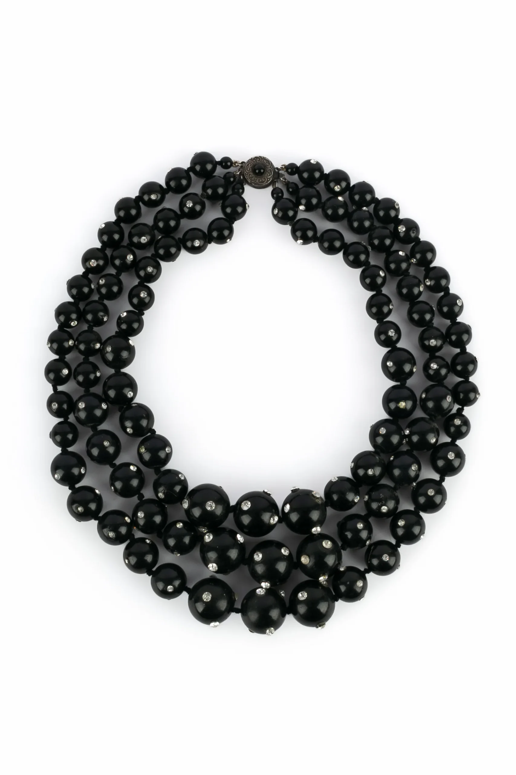 Collier de perles bakelite noire – Image 3