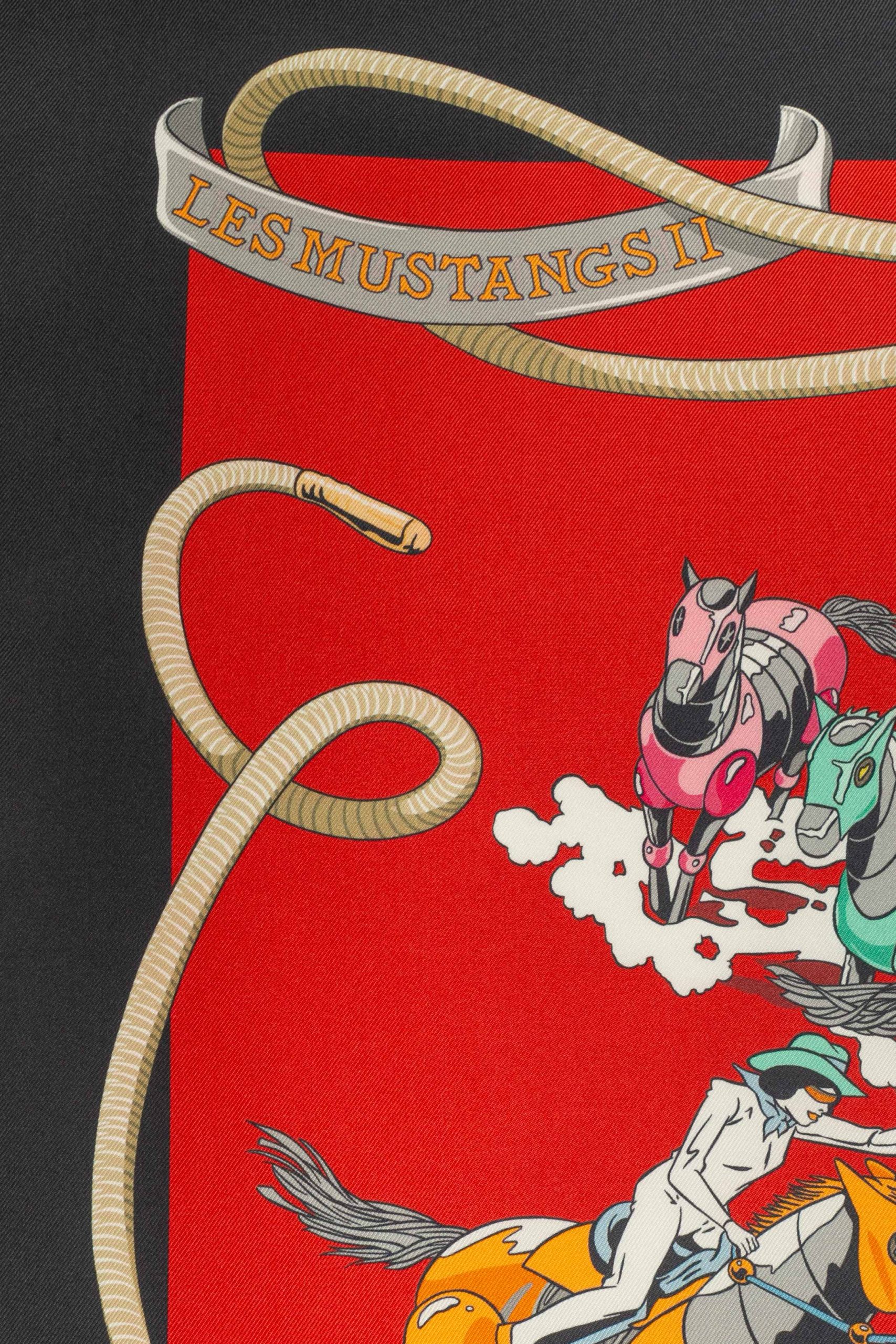 Foulard / carré "Les mustangs II" double face Hermès – Image 7