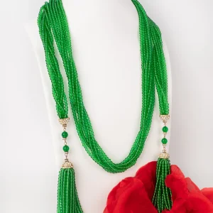 Collier en pâte de verre vert Gripoix