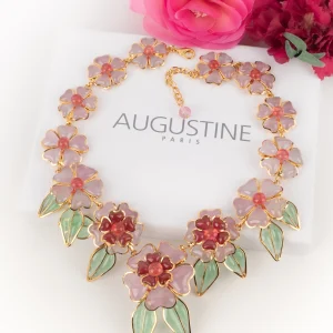 Collier de fleurs roses Augustine