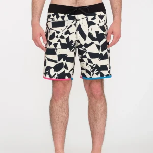 Boardshort Lido Print Scallop Mod 19" - BLACK WHITE