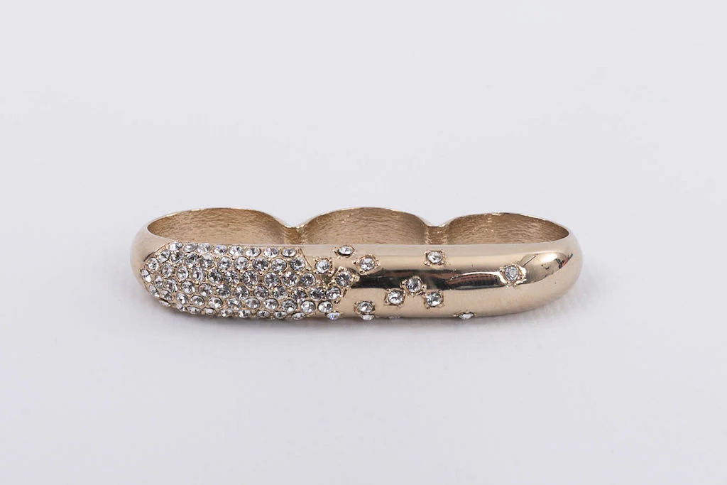 Bague triple en métal champagne Nina Ricci – Image 3