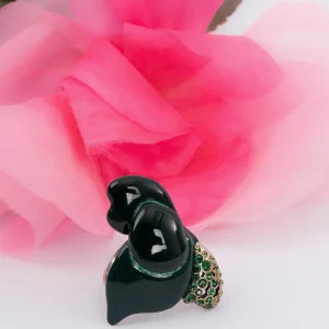 Bague argentée et verte Sonia Rykiel