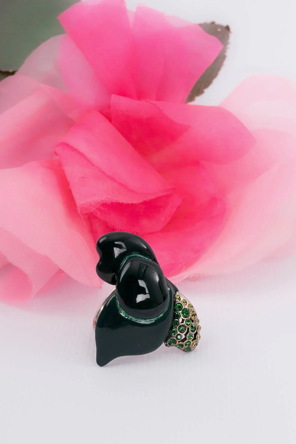 Bague argentée et verte Sonia Rykiel – Image 2