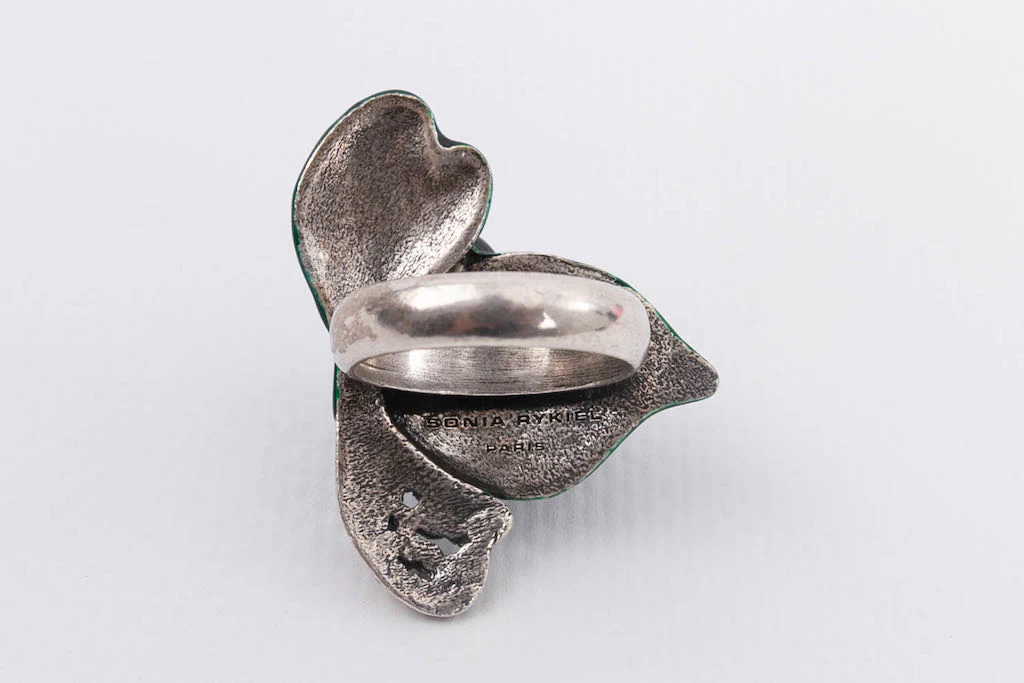 Bague argentée et verte Sonia Rykiel – Image 9