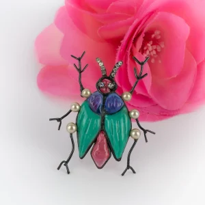 Broche insecte en pâte de verre Loulou de la Falaise