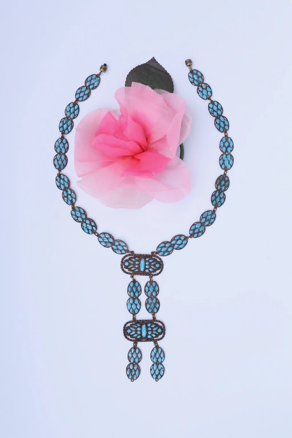 Collier en pâte de verre turquoise 1925s – Image 4