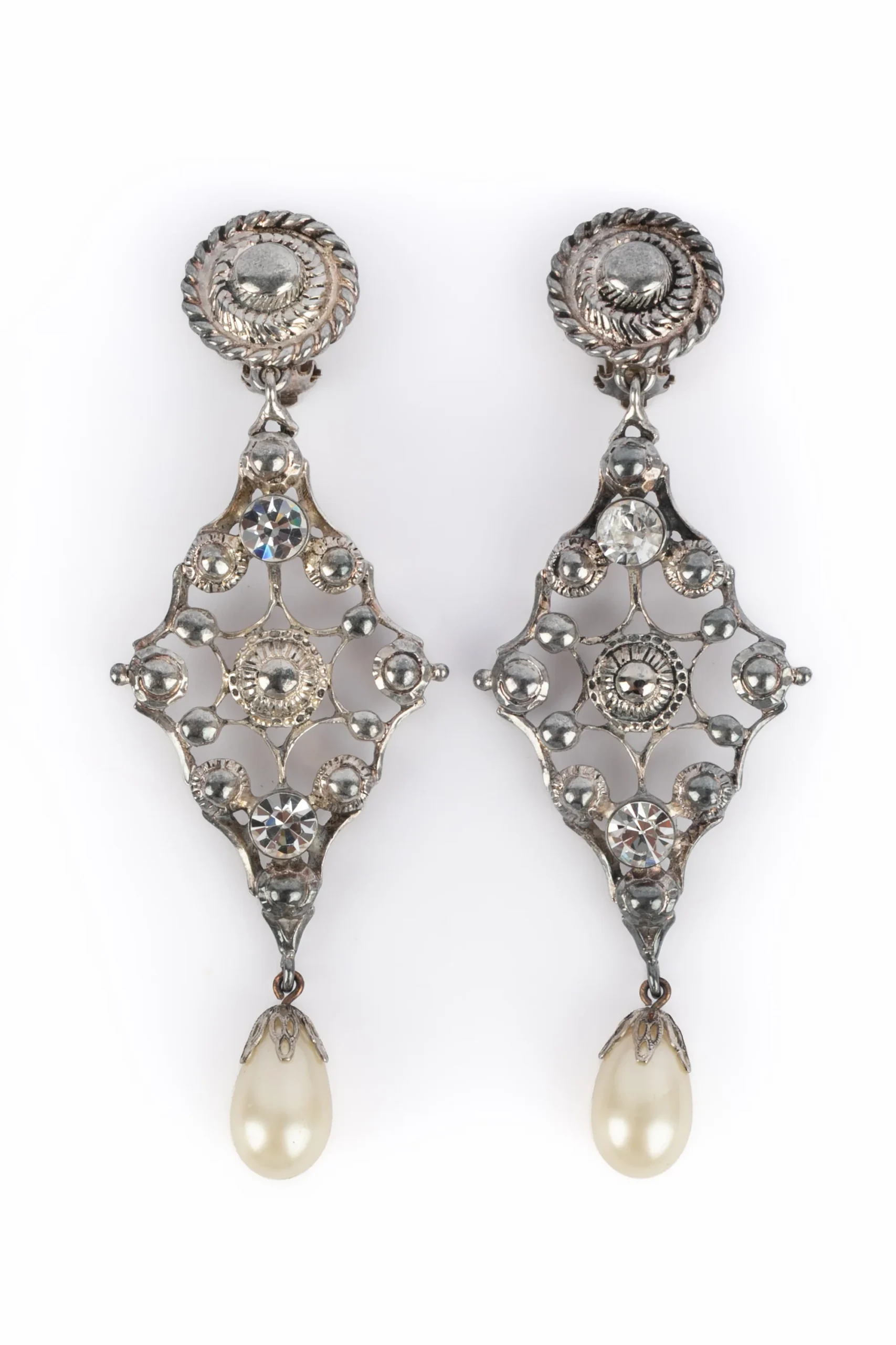 Boucles d'oreilles argentées Dior 1994 – Image 3
