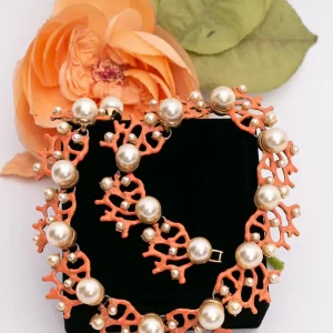 Collier corail en métal émaillé