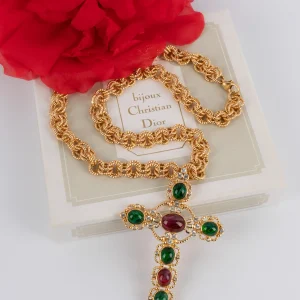 Collier croix Christian Dior