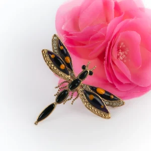 Broche libellule en pâte de verre