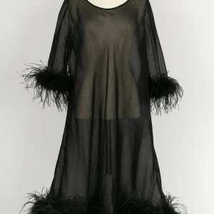 Robe vintage en soie et plumes
