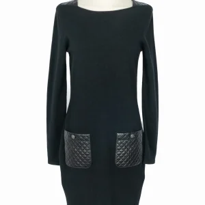 Robe en laine et cuir Chanel