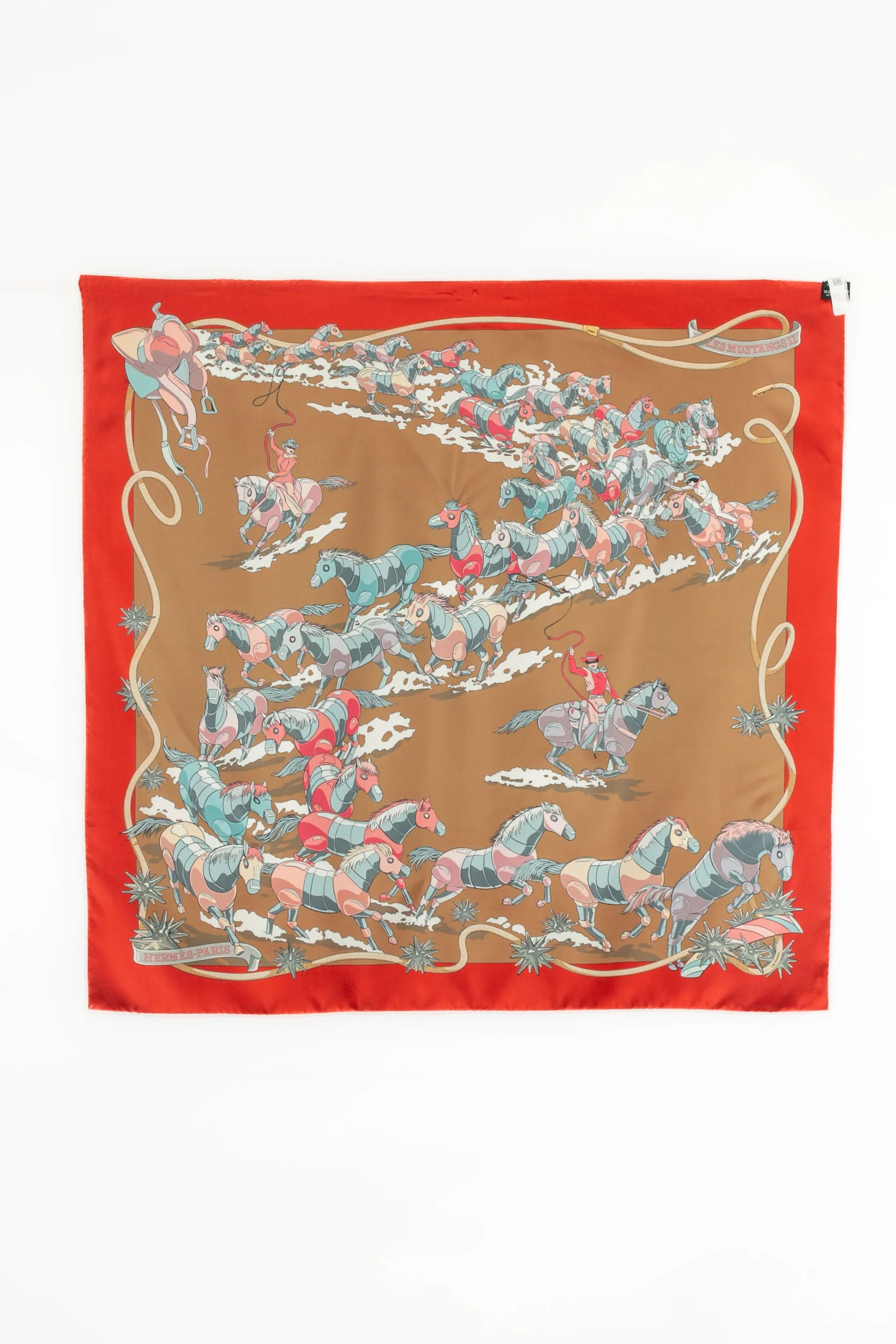 Foulard / carré "Les mustangs II" double face Hermès – Image 4